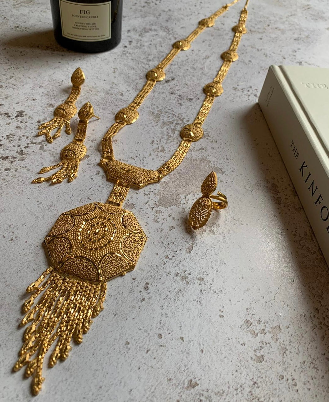 Sleek tassel long necklace set